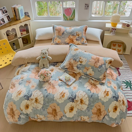 91家纺网 家纺一手货源 找家纺 （总）乐童家纺 2024新款跑量款牛奶绒床裙四件套