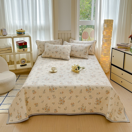 芯元素 2024新款云纱棉床盖三件套 暗香