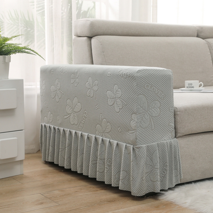 91家纺网 家纺一手货源 找家纺 千彤沙发垫 2024新款沙发扶手套-三叶草系列 三叶草-浅灰