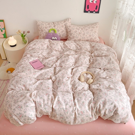 91家纺网 家纺一手货源 找家纺 卡普家居 2025新款法式全棉小香风碎花四件套-小红书拍摄 花缇-粉