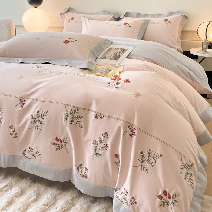 91家纺网 家纺一手货源 找家纺 遇见家居生活馆 2024新款A类全棉磨毛刺绣四件套-丽莎 丽莎-维蜜粉