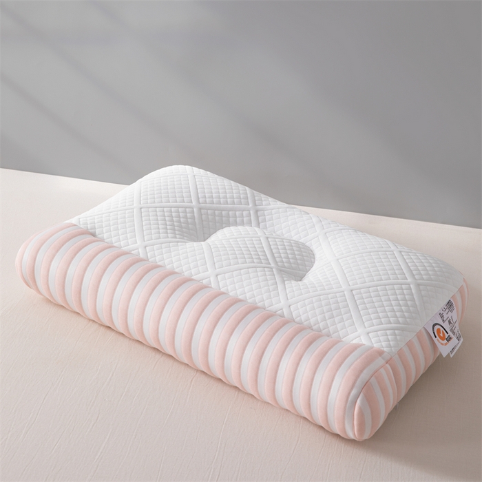 91家纺网 家纺一手货源 找家纺 大熊枕芯 2024新款情侣款刺绣牵引枕枕头枕芯 粉色低枕一对