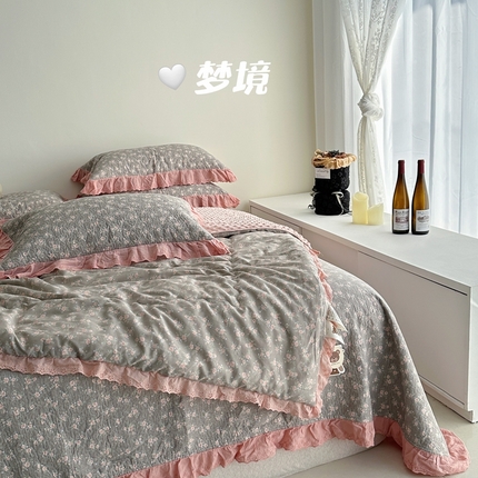 91家纺网 家纺一手货源 找家纺 （总）佰织鑫家居 2024新款全棉法式床盖款豆豆被四件套