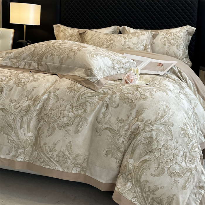 91家纺网 家纺一手货源 找家纺 安妮家居 2024新款A类全棉陶瓷数码印花四件套 和风-黄