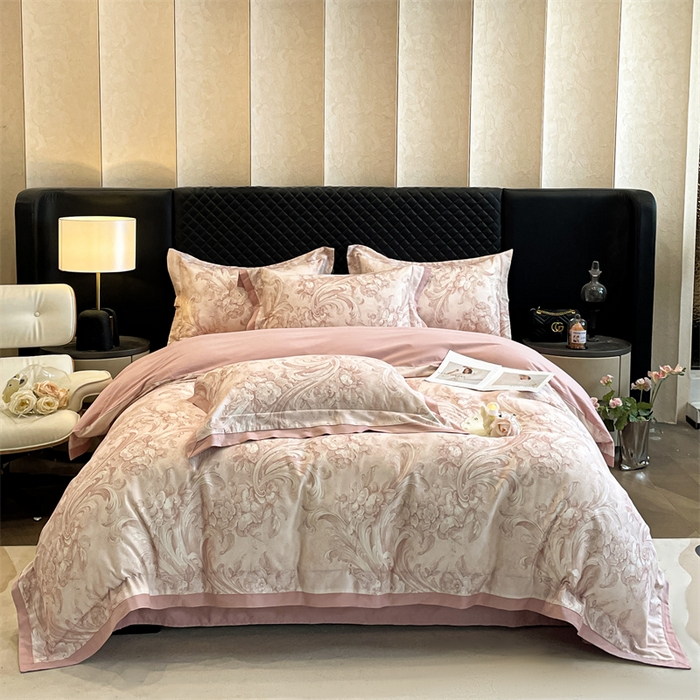 91家纺网 家纺一手货源 找家纺 安妮家居 2024新款A类全棉陶瓷数码印花四件套 和风-粉