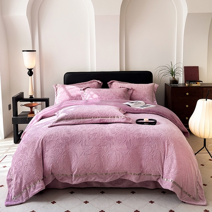 家居1号家纺 2024新款230克牛奶绒四件套-花梦情缘 花梦情缘-豆沙