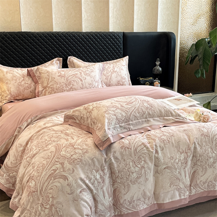 91家纺网 家纺一手货源 找家纺 安妮家居 2024新款A类全棉陶瓷数码印花四件套 和风-粉