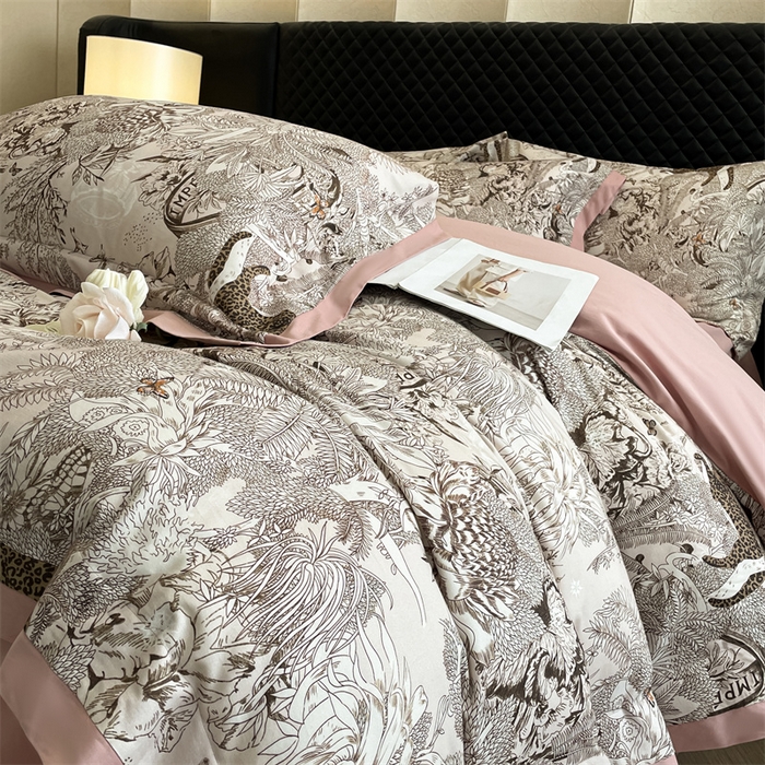 91家纺网 家纺一手货源 找家纺 安妮家居 2024新款A类全棉陶瓷数码印花四件套 艾米-粉