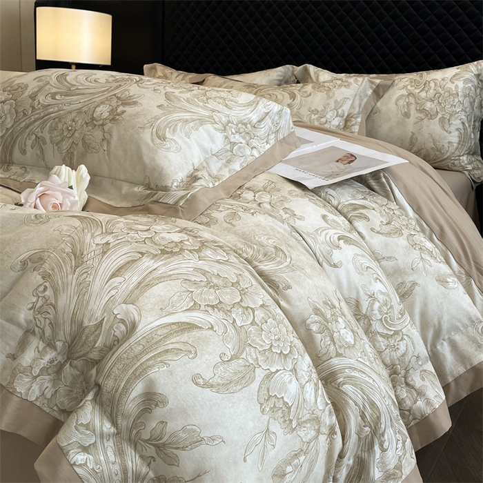 91家纺网 家纺一手货源 找家纺 安妮家居 2024新款A类全棉陶瓷数码印花四件套 和风-黄