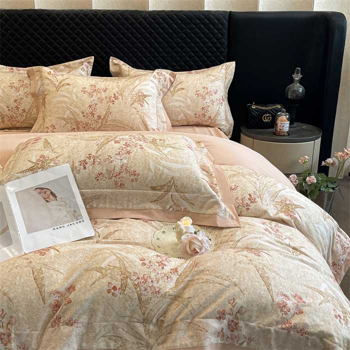 91家纺网 家纺一手货源 找家纺 安妮家居 2024新款A类全棉陶瓷数码印花四件套 艾米-桔