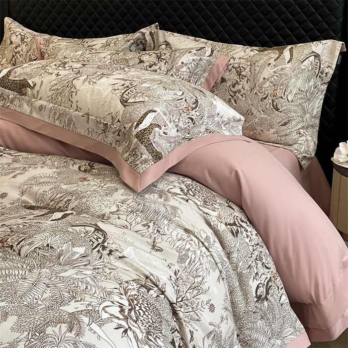 91家纺网 家纺一手货源 找家纺 安妮家居 2024新款A类全棉陶瓷数码印花四件套 艾米-粉