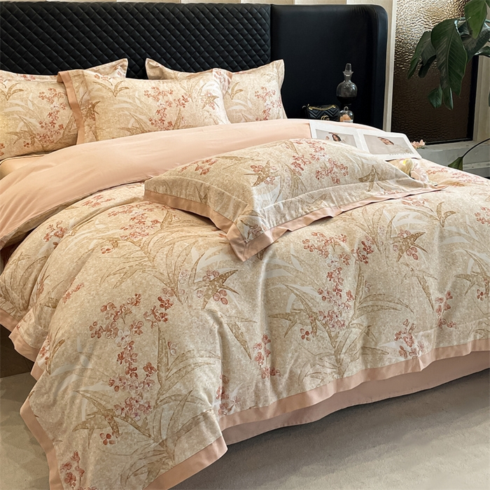 91家纺网 家纺一手货源 找家纺 安妮家居 2024新款A类全棉陶瓷数码印花四件套 艾米-桔