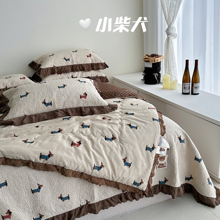 91家纺网 家纺一手货源 找家纺 （总）佰织鑫家居 2024新款全棉法式床盖款豆豆被四件套