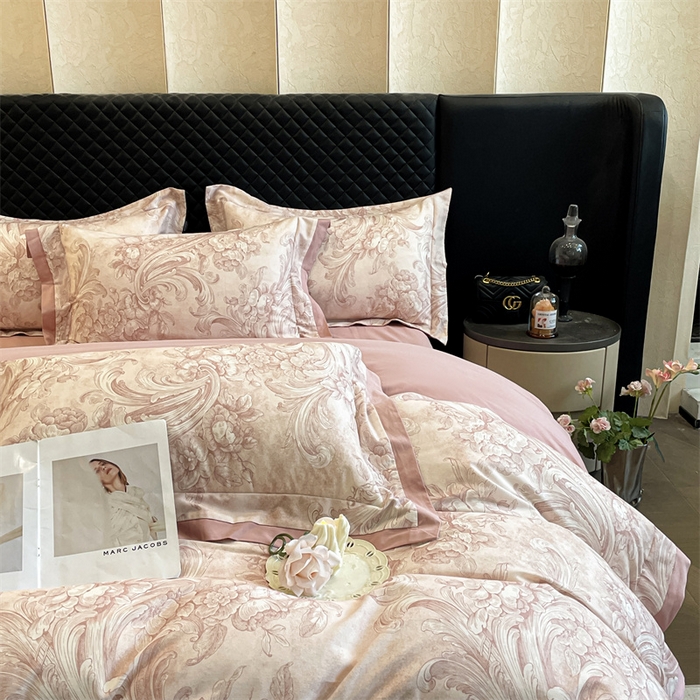 91家纺网 家纺一手货源 找家纺 安妮家居 2024新款A类全棉陶瓷数码印花四件套 和风-粉