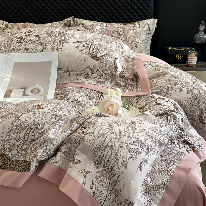 91家纺网 家纺一手货源 找家纺 安妮家居 2024新款A类全棉陶瓷数码印花四件套 艾米-粉