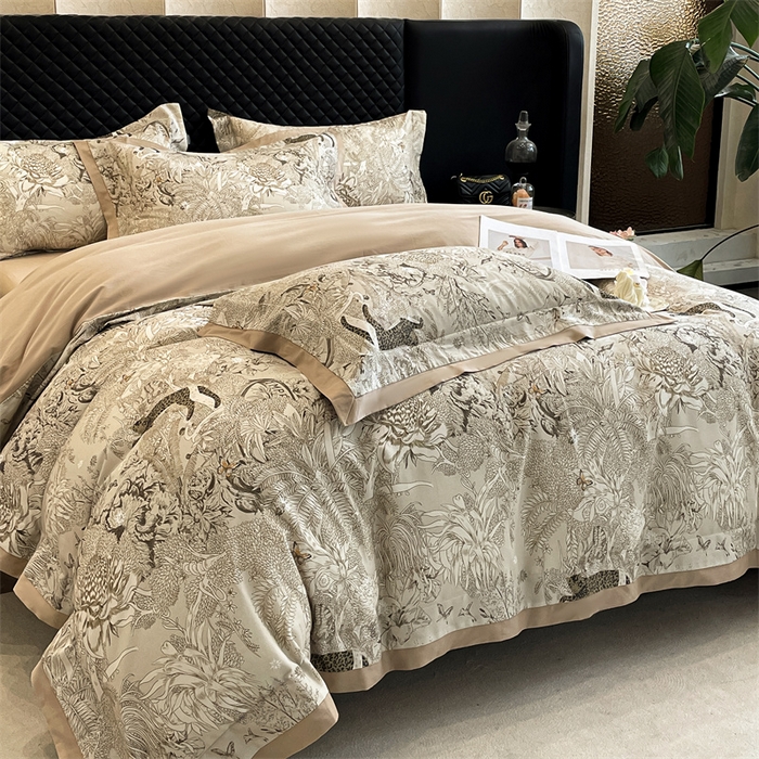 91家纺网 家纺一手货源 找家纺 安妮家居 2024新款A类全棉陶瓷数码印花四件套 艾米-咖