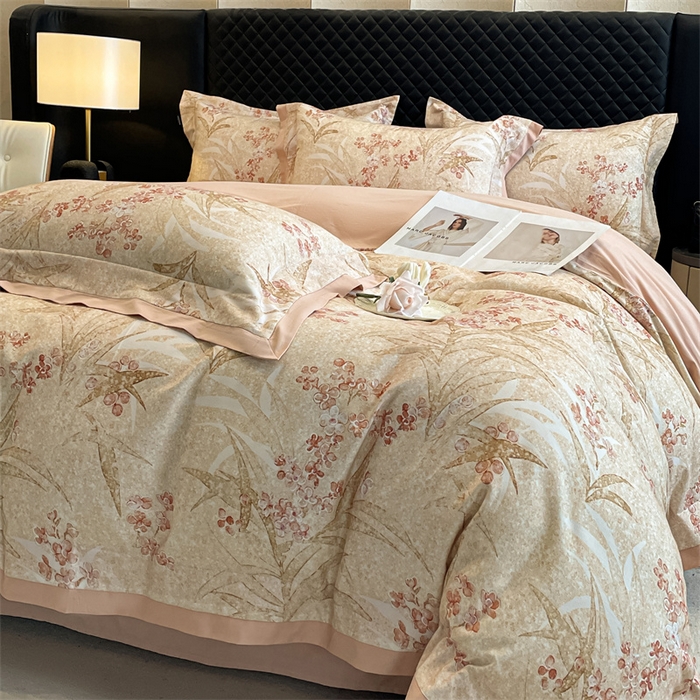 91家纺网 家纺一手货源 找家纺 安妮家居 2024新款A类全棉陶瓷数码印花四件套 艾米-桔