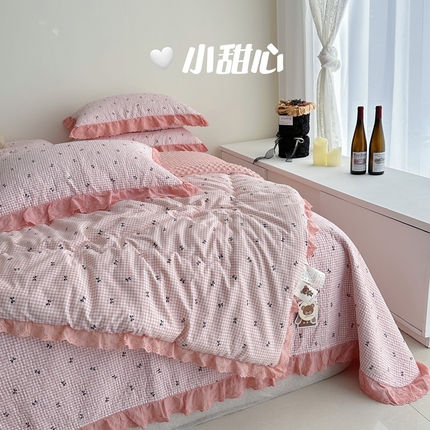 91家纺网 家纺一手货源 找家纺 （总）佰织鑫家居 2024新款全棉法式床盖款豆豆被四件套