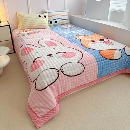 91家纺网 家纺一手货源 找家纺 （总）源舜家纺 2025新款兔绒印花泡泡冬被豆豆被被子被芯