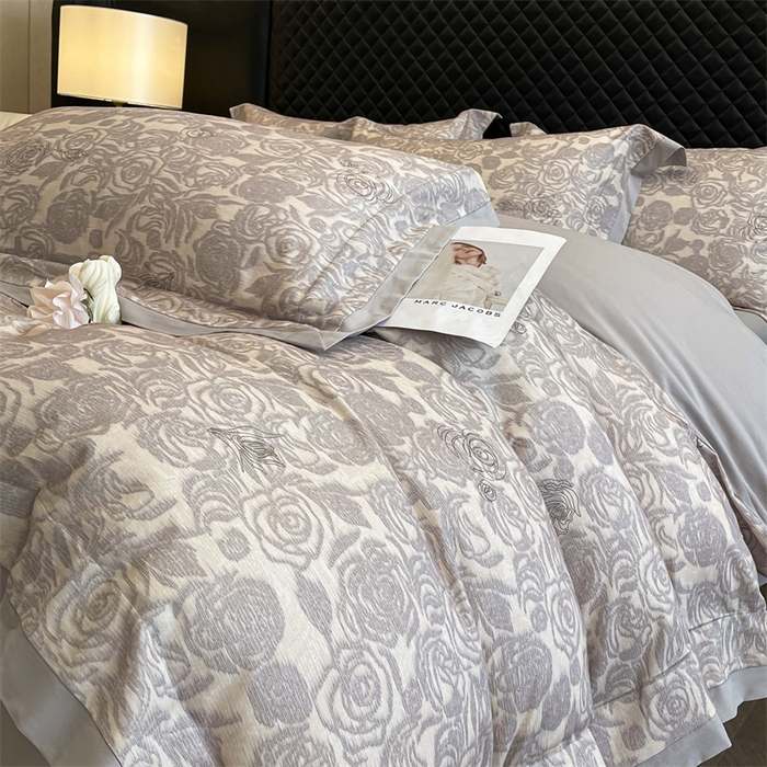 91家纺网 家纺一手货源 找家纺 安妮家居 2024新款A类全棉陶瓷数码印花四件套 玫瑰-灰