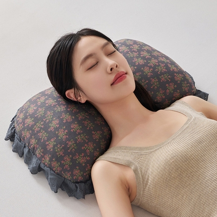 91家纺网 家纺一手货源 找家纺 （总）乐可 2024新款A类全棉双层纱碎花蝴蝶荞麦枕 枕头枕芯