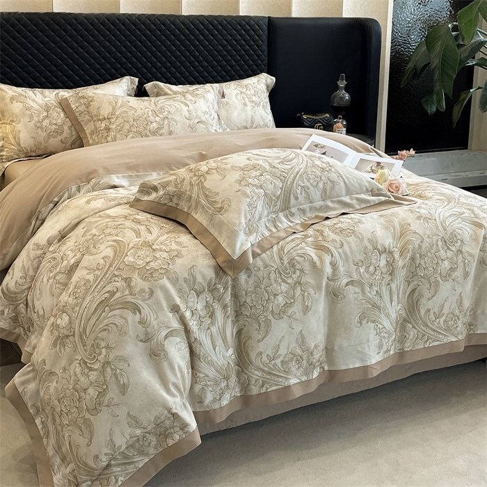 91家纺网 家纺一手货源 找家纺 安妮家居 2024新款A类全棉陶瓷数码印花四件套 和风-黄