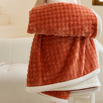91家纺网 家纺一手货源 找家纺 金喜 2024新款牛奶绒泡泡毯子家用毛毯 牛奶绒泡泡毯-橘