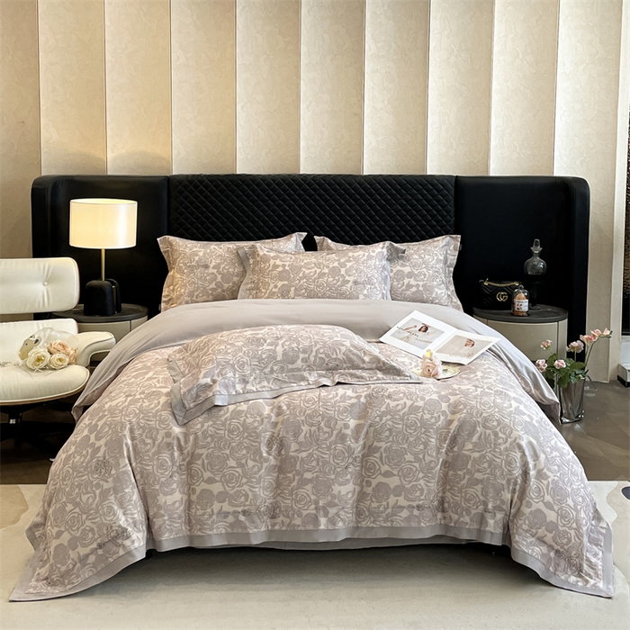 91家纺网 家纺一手货源 找家纺 安妮家居 2024新款A类全棉陶瓷数码印花四件套 玫瑰-灰