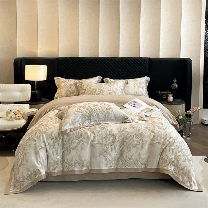 91家纺网 家纺一手货源 找家纺 安妮家居 2024新款A类全棉陶瓷数码印花四件套 和风-黄