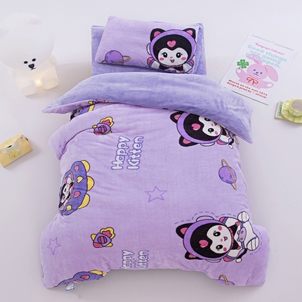 91家纺网 家纺一手货源 找家纺 （总）萌宝家纺 2024新款幼儿园牛奶绒被套大豆被芯可拆洗被子