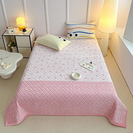 91家纺网 家纺一手货源 找家纺 2025新款高克重牛奶绒印花单床盖 蝴蝶结-粉