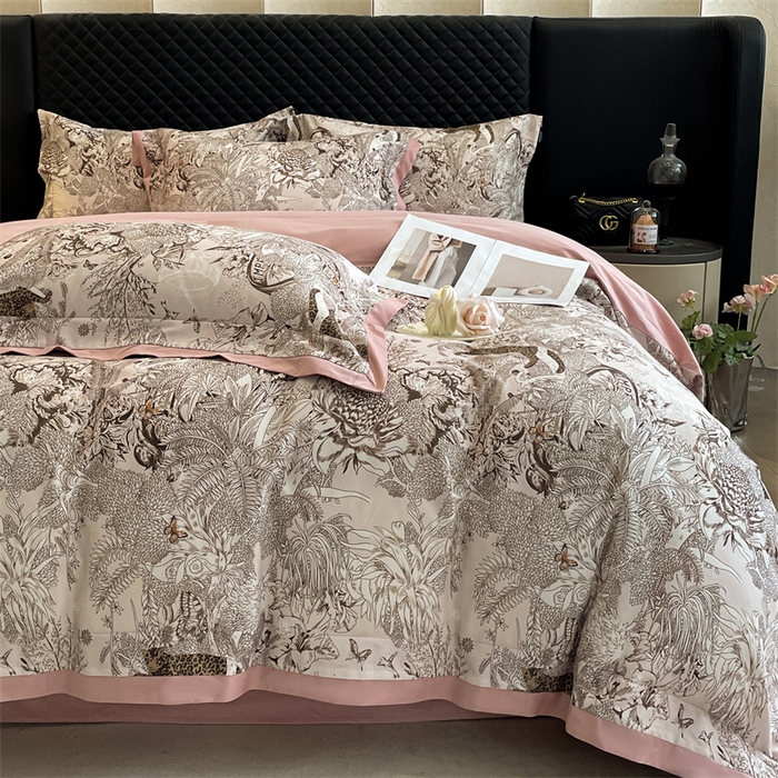 91家纺网 家纺一手货源 找家纺 安妮家居 2024新款A类全棉陶瓷数码印花四件套 艾米-粉