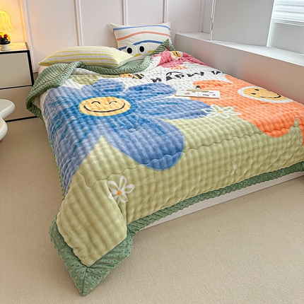 91家纺网 家纺一手货源 找家纺 （总）源舜家纺 2025新款兔绒印花泡泡冬被豆豆被被子被芯