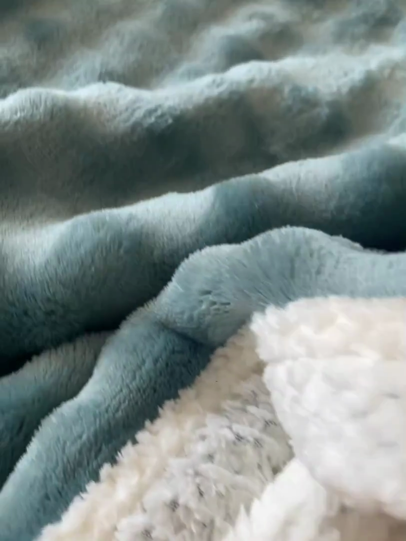 91家纺网 家纺一手货源 找家纺 金喜 2024新款牛奶绒泡泡毯子家用毛毯 牛奶绒泡泡毯-蓝