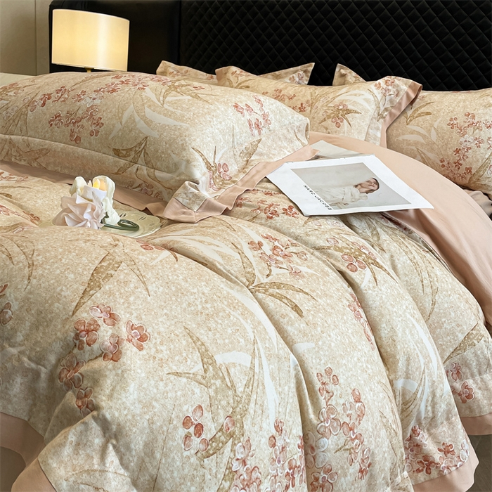 91家纺网 家纺一手货源 找家纺 安妮家居 2024新款A类全棉陶瓷数码印花四件套 艾米-桔