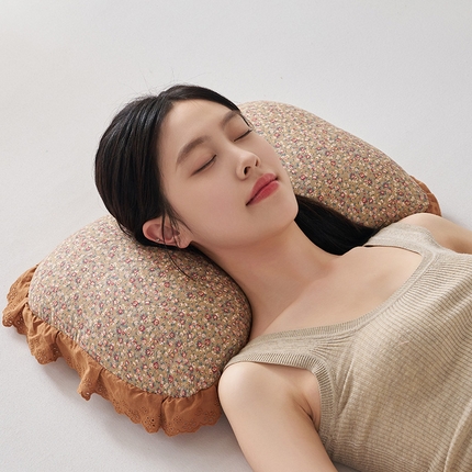 91家纺网 家纺一手货源 找家纺 （总）乐可 2024新款A类全棉双层纱碎花蝴蝶荞麦枕 枕头枕芯