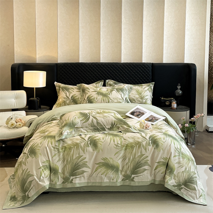 91家纺网 家纺一手货源 找家纺 安妮家居 2024新款A类全棉陶瓷数码印花四件套 米兰-绿