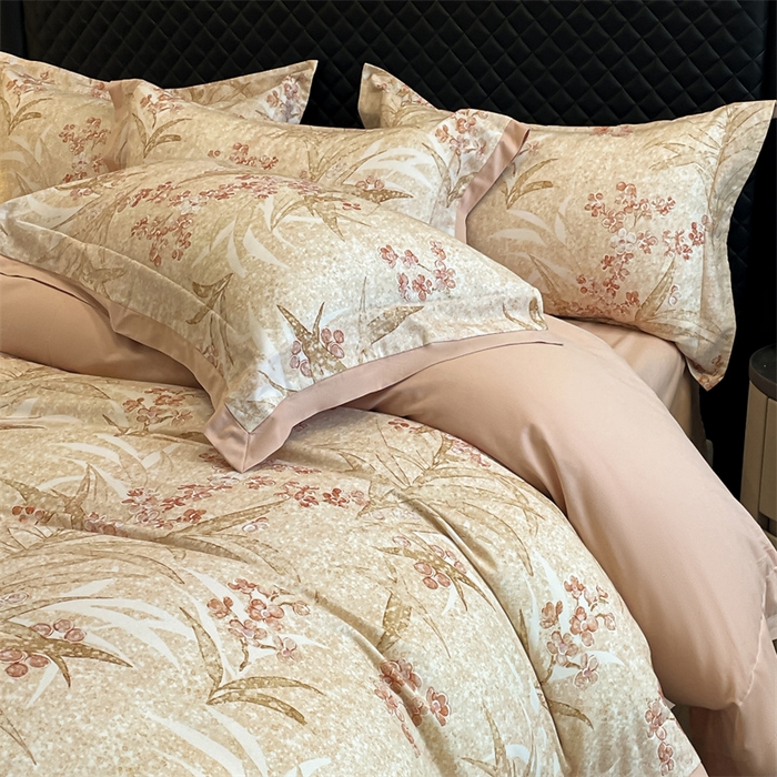 91家纺网 家纺一手货源 找家纺 安妮家居 2024新款A类全棉陶瓷数码印花四件套 艾米-桔