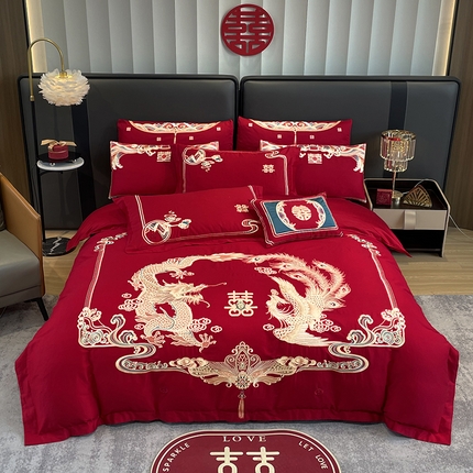 91家纺网 家纺一手货源 找家纺 （总）2025年新款中式亲肤加厚双面磨毛婚庆四件套刺绣多件套