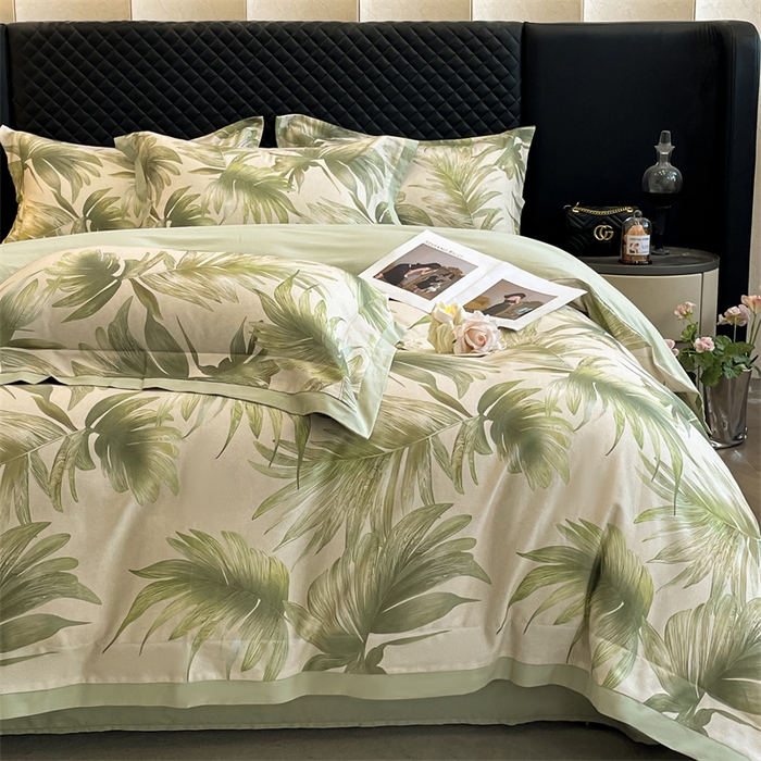 91家纺网 家纺一手货源 找家纺 安妮家居 2024新款A类全棉陶瓷数码印花四件套 米兰-绿