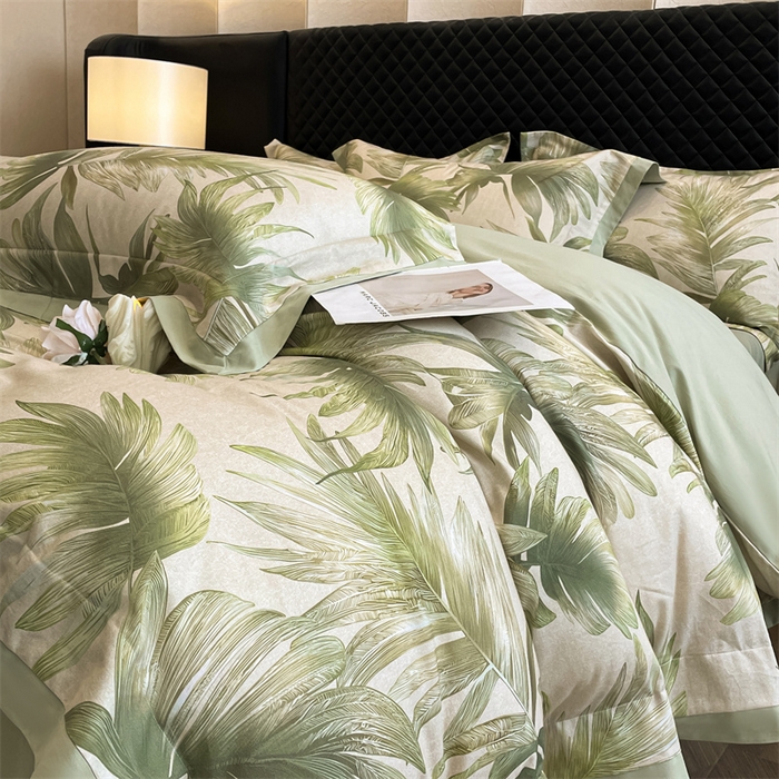 91家纺网 家纺一手货源 找家纺 安妮家居 2024新款A类全棉陶瓷数码印花四件套 米兰-绿