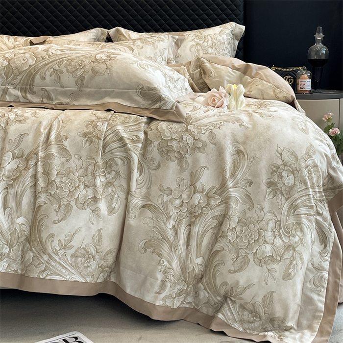 91家纺网 家纺一手货源 找家纺 安妮家居 2024新款A类全棉陶瓷数码印花四件套 和风-黄