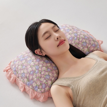 91家纺网 家纺一手货源 找家纺 （总）乐可 2024新款A类全棉双层纱碎花蝴蝶荞麦枕 枕头枕芯