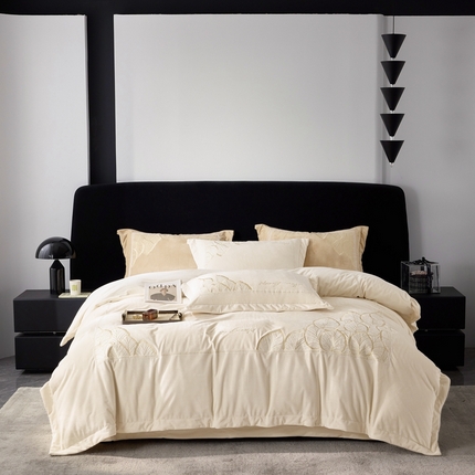 榻尚家居 2024新款绣花加厚婴肤绒四件套--秋语 秋语  白