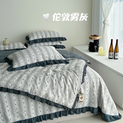 91家纺网 家纺一手货源 找家纺 （总）佰织鑫家居 2024新款全棉法式床盖款豆豆被四件套