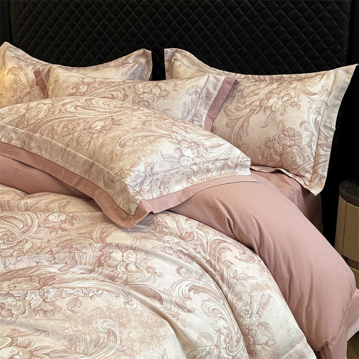 91家纺网 家纺一手货源 找家纺 安妮家居 2024新款A类全棉陶瓷数码印花四件套 和风-粉