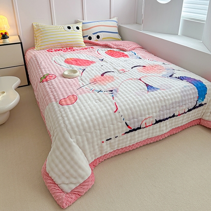 91家纺网 家纺一手货源 找家纺 （总）源舜家纺 2025新款兔绒印花泡泡冬被豆豆被被子被芯