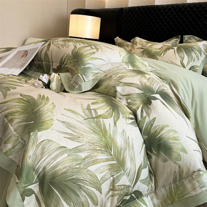 91家纺网 家纺一手货源 找家纺 安妮家居 2024新款A类全棉陶瓷数码印花四件套 米兰-绿