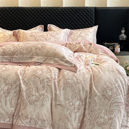 安妮家居 2024新款A类全棉陶瓷数码印花四件套 和风-粉