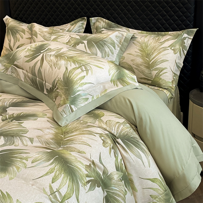 91家纺网 家纺一手货源 找家纺 安妮家居 2024新款A类全棉陶瓷数码印花四件套 米兰-绿